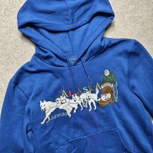 Northern Lights Vintage Hoodie Womens L Juneau Alaska Husky Dog Sled Embroiderd